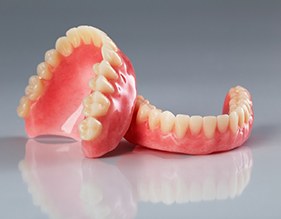 closeup of dentures 