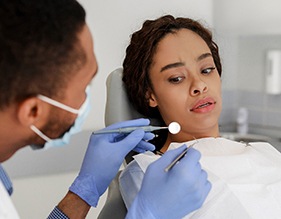 Nervous woman in the dental chair