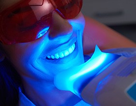 Someone receiving in-office teeth whitening